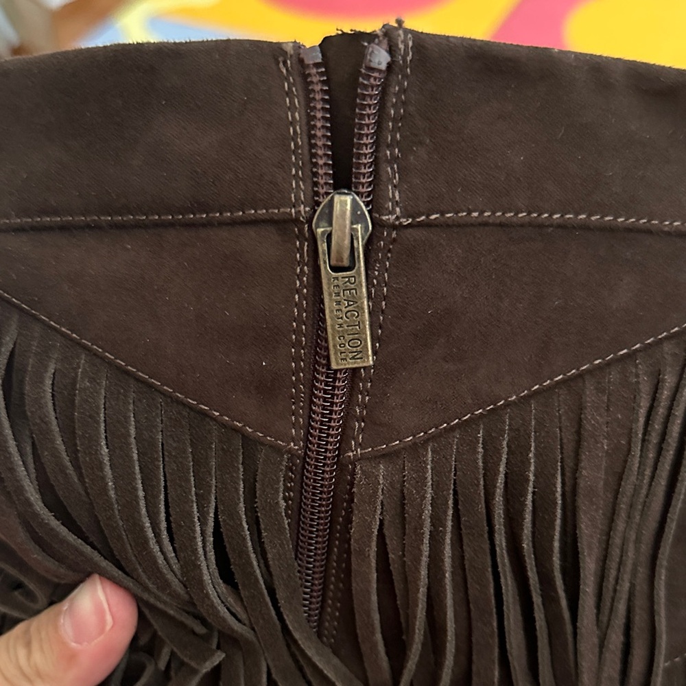 Reaction Kenneth Cole Dark Brown Fringe Heeled Boots - Picture 10 of 10